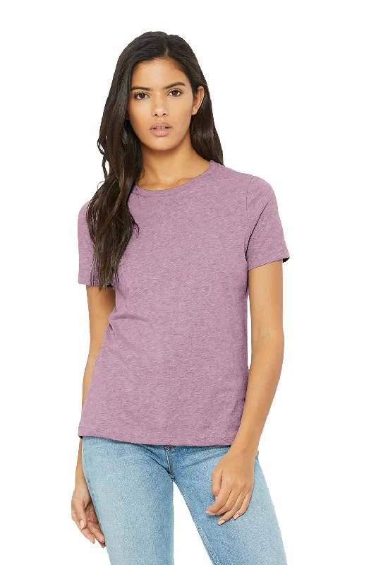 black travel t-shirts -Bella + Canvas Womens CVC Short Sleeve Crewneck T-Shirt - Heather Prism Lilac Purple