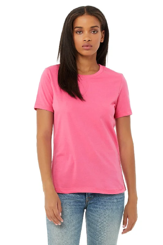 organic holiday t-shirts -Bella + Canvas Womens Relaxed Jersey Short Sleeve Crewneck T-Shirt - Charity Pink