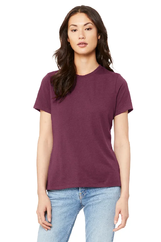 kids travel t-shirts -Bella + Canvas Womens Relaxed Jersey Short Sleeve Crewneck T-Shirt - Maroon