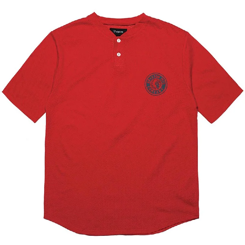 sports travel t-shirts -Brixton Rival Henley T-Shirt Red