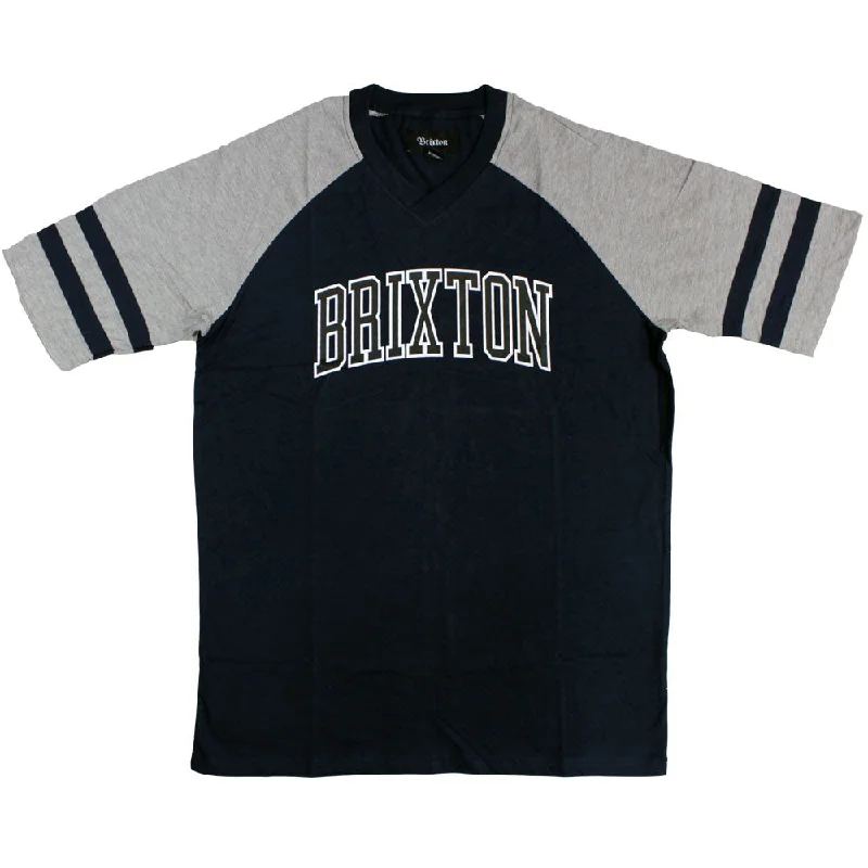 organic sports t-shirts -Brixton Victor T-Shirt Grey Navy