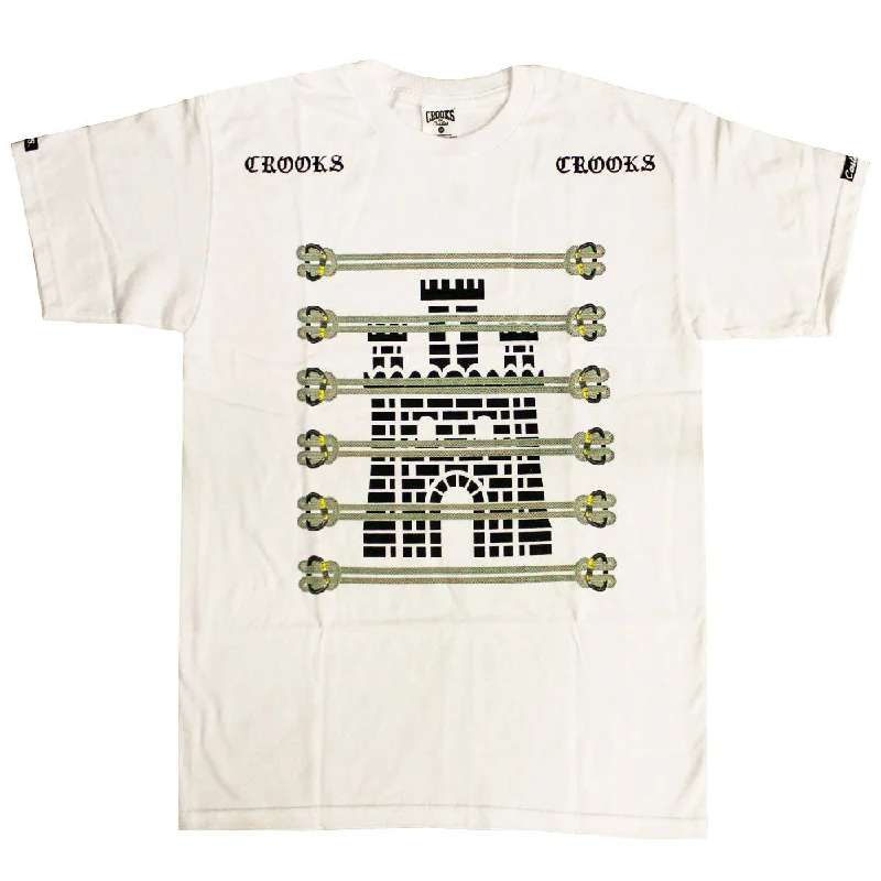 distressed printed t-shirts -Crooks & Castles Castle Cordage T-shirt White