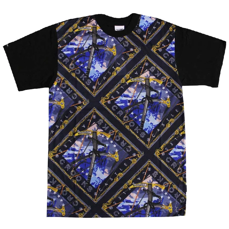 black printed t-shirts -Crooks & Castles Mountaineer T-Shirt Blue