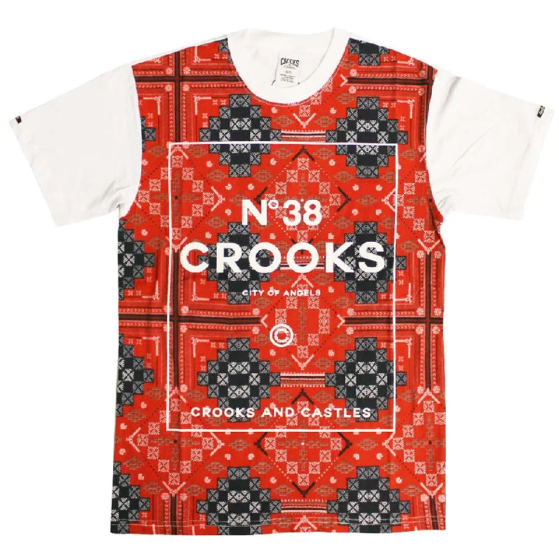 minimalist printed t-shirts -Crooks & Castles Nordic Crew T-Shirt True Red Multi