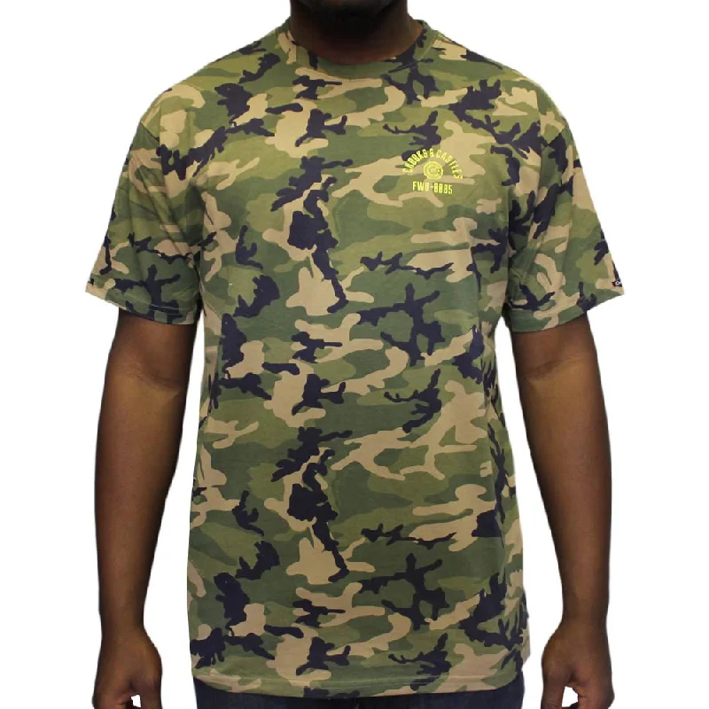 travel graphic t-shirts -Crooks & Castles Quiet Storm T-Shirt Military Camo