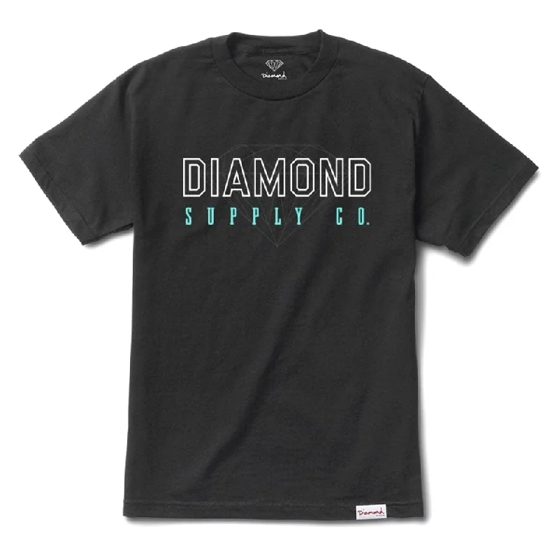 organic plain t-shirts -Diamond Supply Co College T-shirt Black