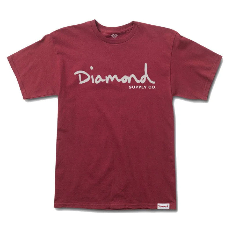 black funny t-shirts -Diamond Supply Co OG Script T-shirt Burgundy