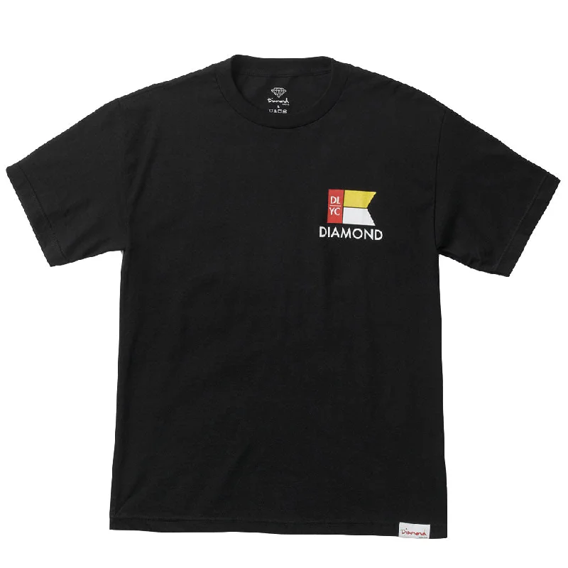 solid travel t-shirts -Diamond Supply Co Yacht Flag T-shirt Black