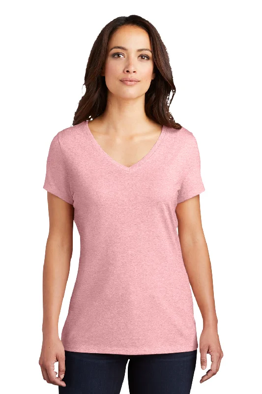 cropped cotton t-shirts -District Womens Perfect Tri Short Sleeve V-Neck T-Shirt - Heather Wisteria Pink