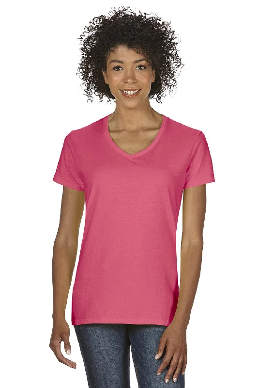 gaming cotton t-shirts -Gildan Womens Short Sleeve V-Neck T-Shirt - Coral Silk Pink