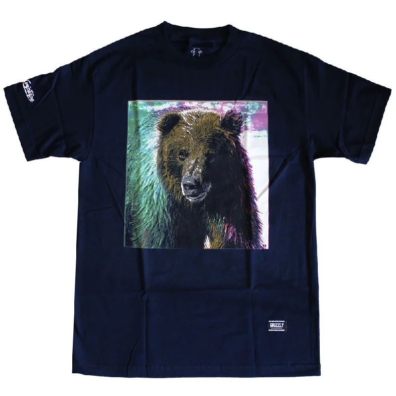 pocket funny t-shirts -Grizzly Griptape Tie-Dye Fur T-Shirt Navy