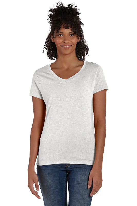 distressed cotton t-shirts -Hanes Womens X-Temp FreshIQ Moisture Wicking Short Sleeve V-Neck T-Shirt - Eco White