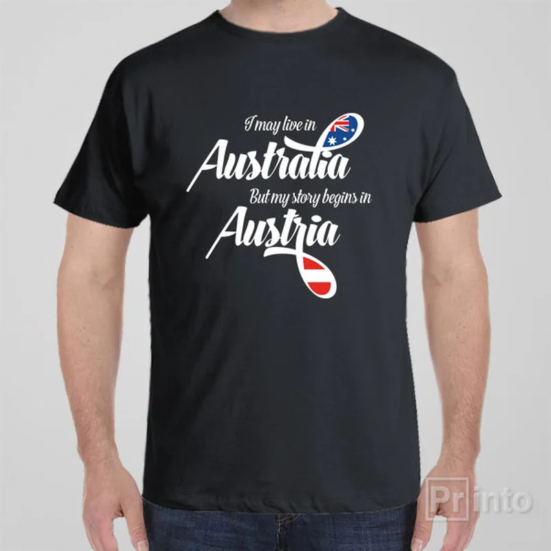 solid long sleeve t-shirts -I may live in Australia but my story begins in Austria - T-shirt