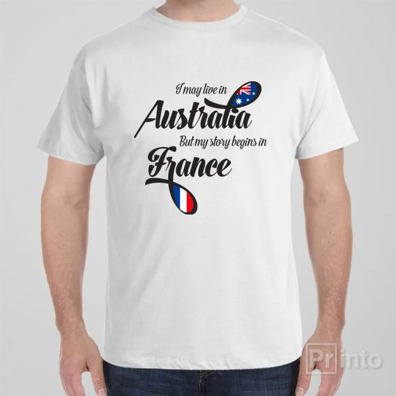 eco cotton graphic t-shirts -I may live in Australia but my story begins in France - T-shirt