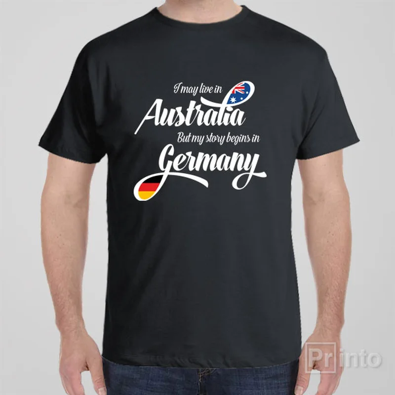 cropped cotton t-shirts -I may live in Australia but my story begins in Germany - T-shirt