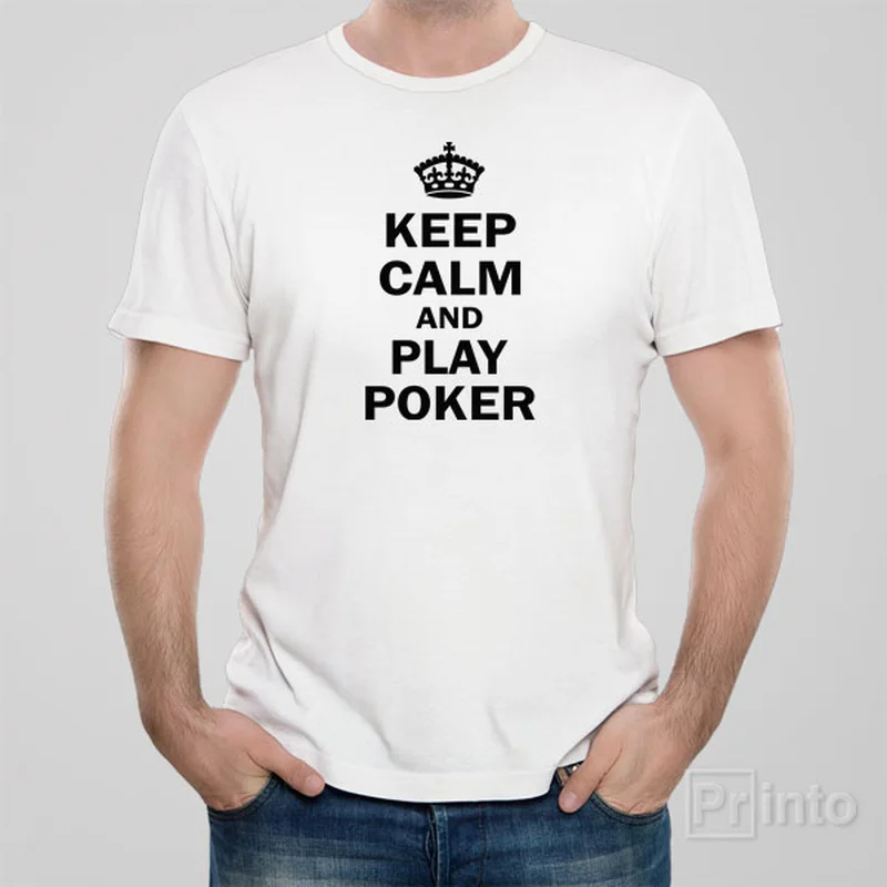 casual crew neck t-shirts -Keep calm and play poker - T-shirt