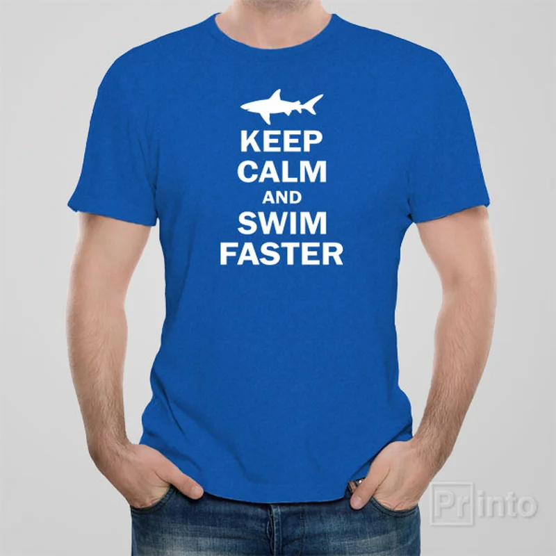 baseball printed t-shirts -Keep calm and swim faster - T-shirt