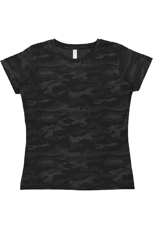 festival vintage t-shirts -LAT Womens Fine Jersey Short Sleeve Crewneck T-Shirt - Storm Camo