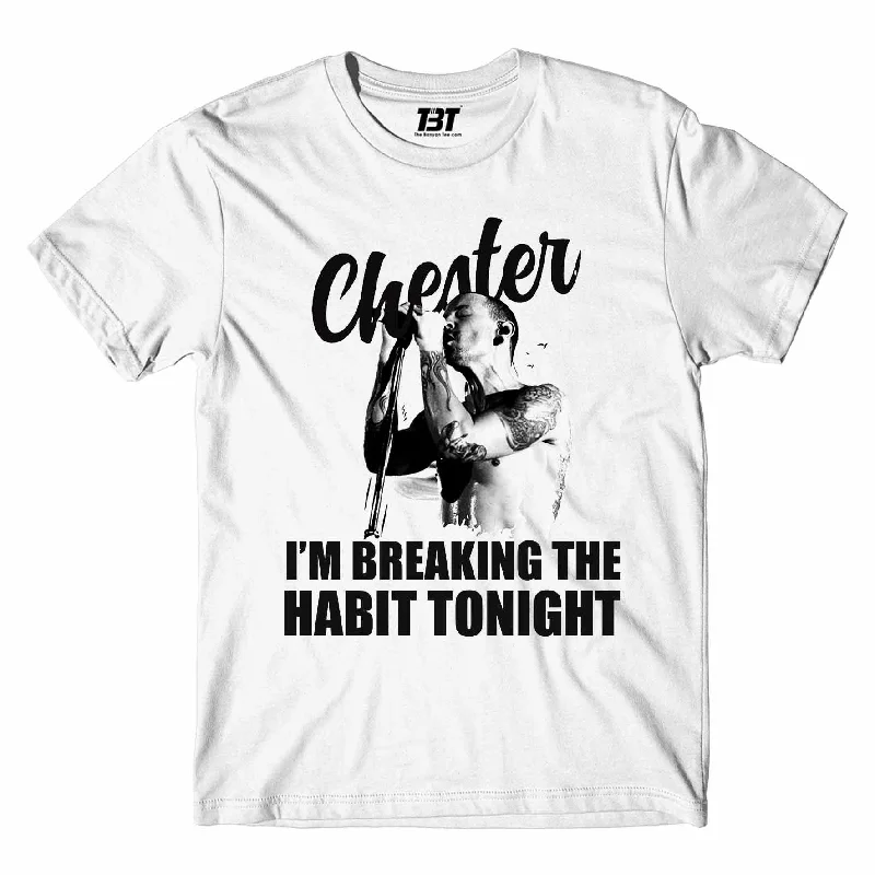 white cotton t-shirts -Linkin Park T shirt - Breaking The Habit