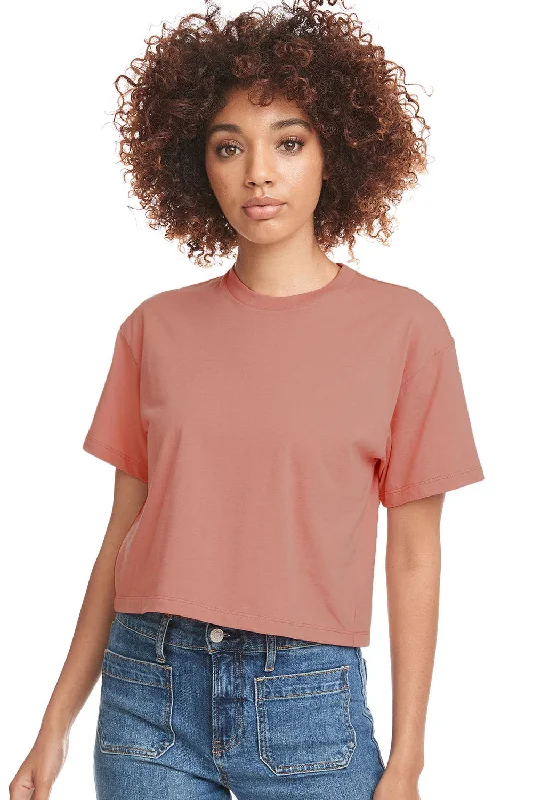 eco holiday t-shirts -Next Level Womens Ideal Crop Short Sleeve Crewneck T-Shirt - Desert Pink