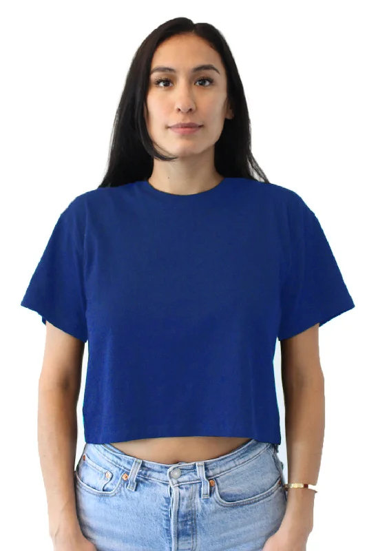 casual holiday t-shirts -Next Level Womens Ideal Crop Short Sleeve Crewneck T-Shirt - Royal Blue