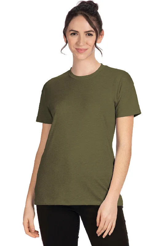 pocket couple t-shirts -Next Level Womens Relaxed CVC Short Sleeve Crewneck T-Shirt - Military Green