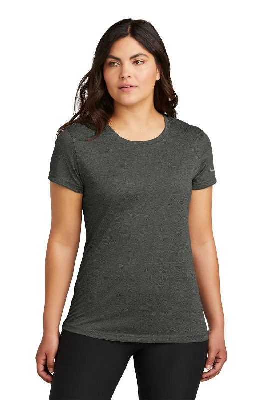 casual eco t-shirts -Nike Womens rLegend Dri-Fit Moisture Wicking Short Sleeve Crewneck T-Shirt - Heather Dark Smoke Grey