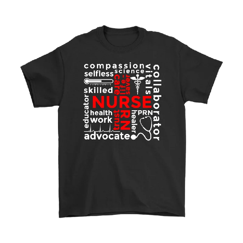 organic printed t-shirts -NURSE Words Subway Typography RED CROSS Unisex T-Shirt