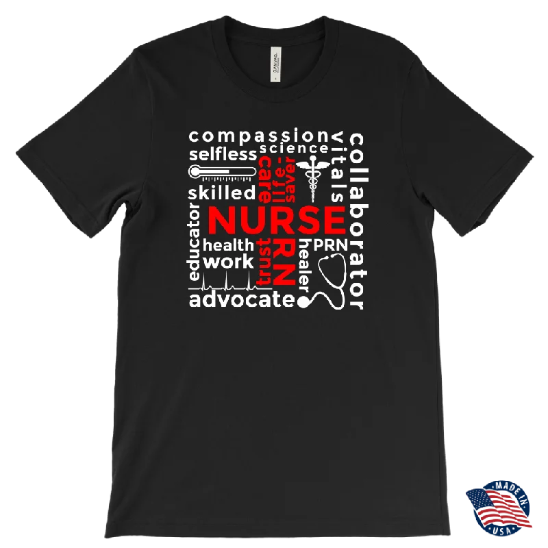 pocket printed t-shirts -NURSE Words Subway Typography RED CROSS Men's T-Shirt