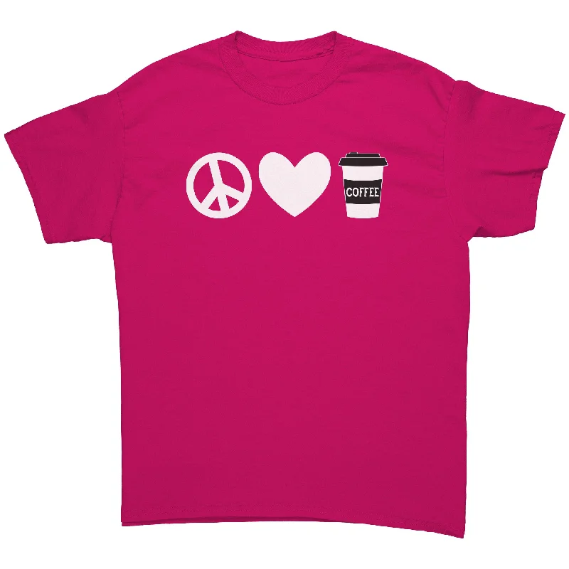 sports t-shirts moisture wicking -Peace Love Coffee Unisex short sleeve t-shirt