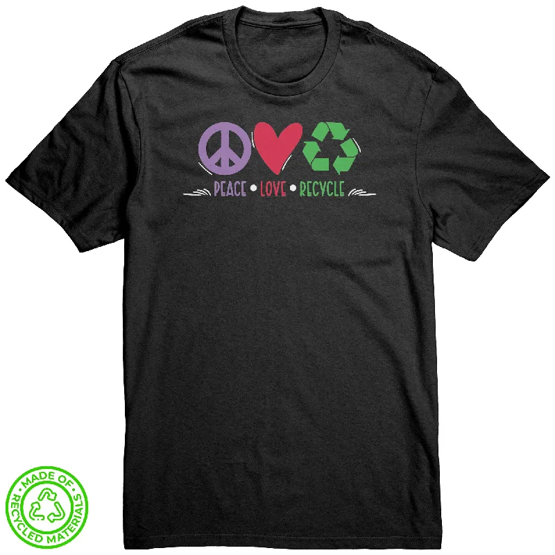 winter t-shirts thermal -PEACE LOVE RECYCLE 100% RECYCLED Fabric T-Shirt