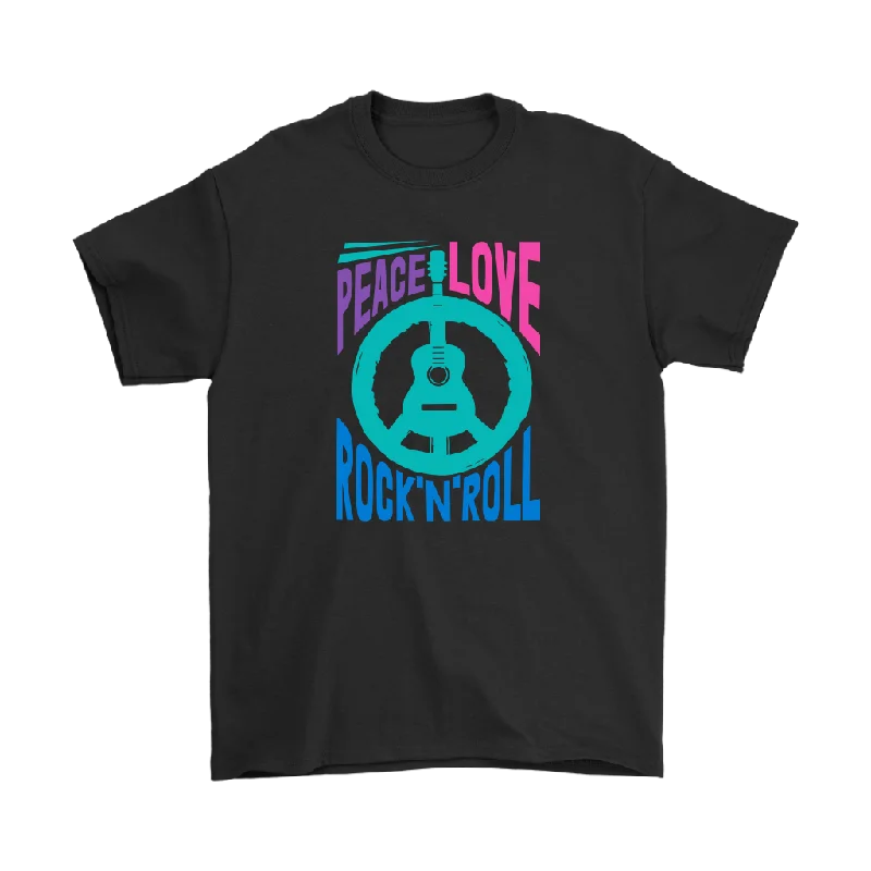 bold print t-shirts -PEACE LOVE ROCK N' ROLL Unisex T-Shirt