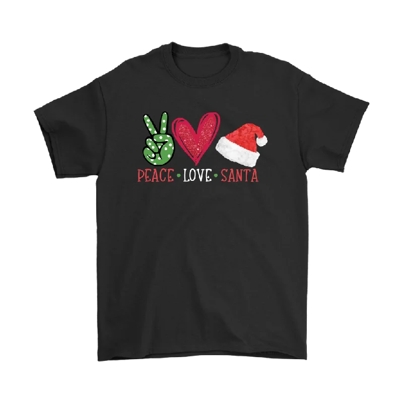 oversized cotton t-shirts -PEACE LOVE SANTA Unisex Christmas T-Shirt