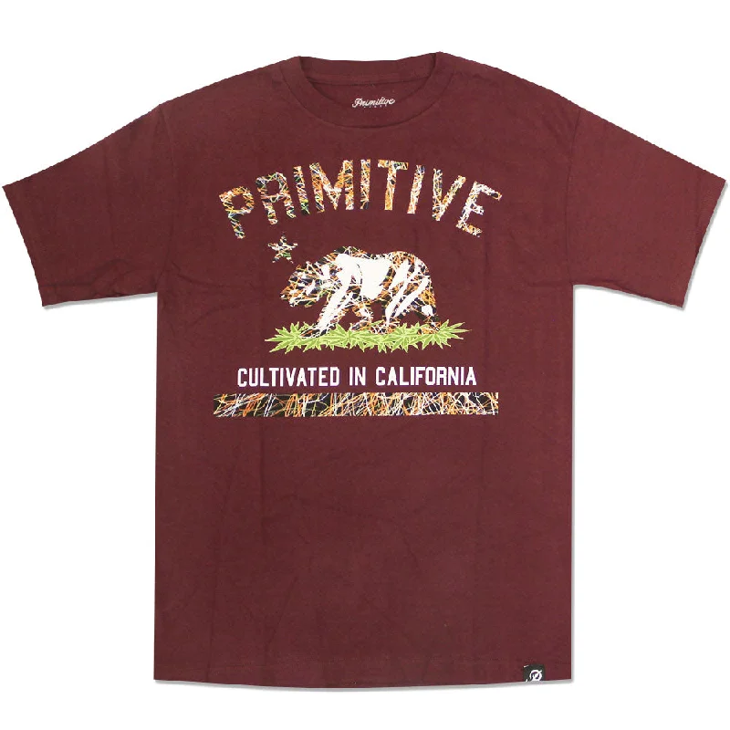 organic funny t-shirts -Primitive Apparel Cultivated Blaze T-Shirt Burgundy