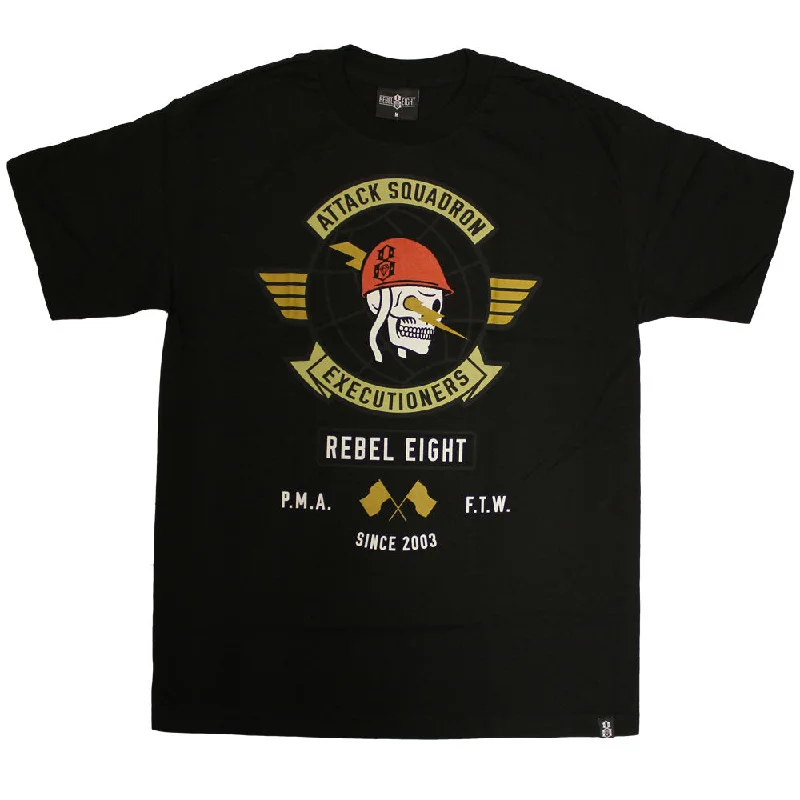 casual vintage t-shirts -Rebel8 Attack Squadron Executioners T-shirt Black