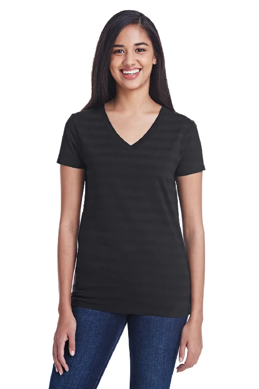 striped short sleeve t-shirts -Threadfast Apparel Womens Short Sleeve V-Neck T-Shirt - Black