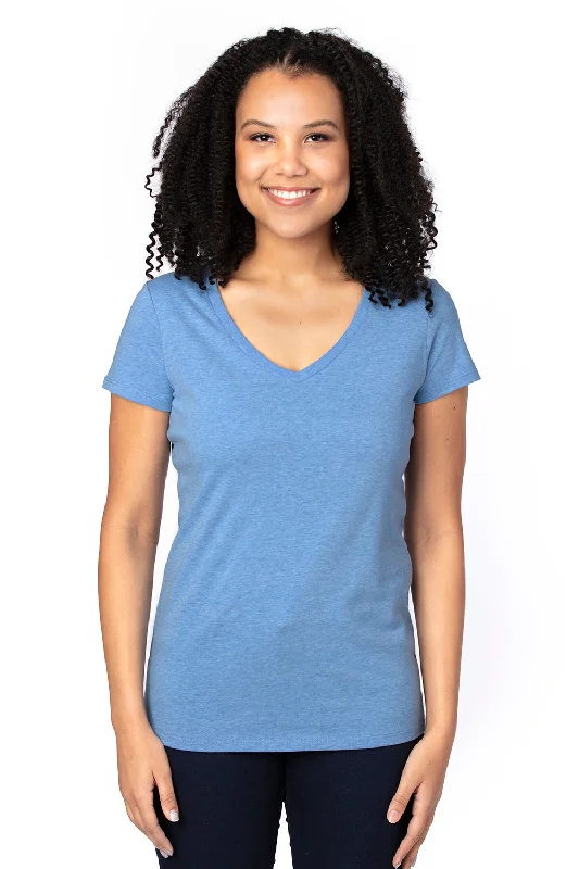 eco funny t-shirts -Threadfast Apparel Womens Ultimate Short Sleeve V-Neck T-Shirt - Heather Royal Blue