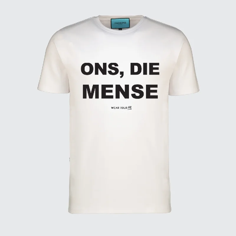 short sleeve t-shirts summer -TSHEPO, ONS, DIE MENSE T-SHIRT, WHITE