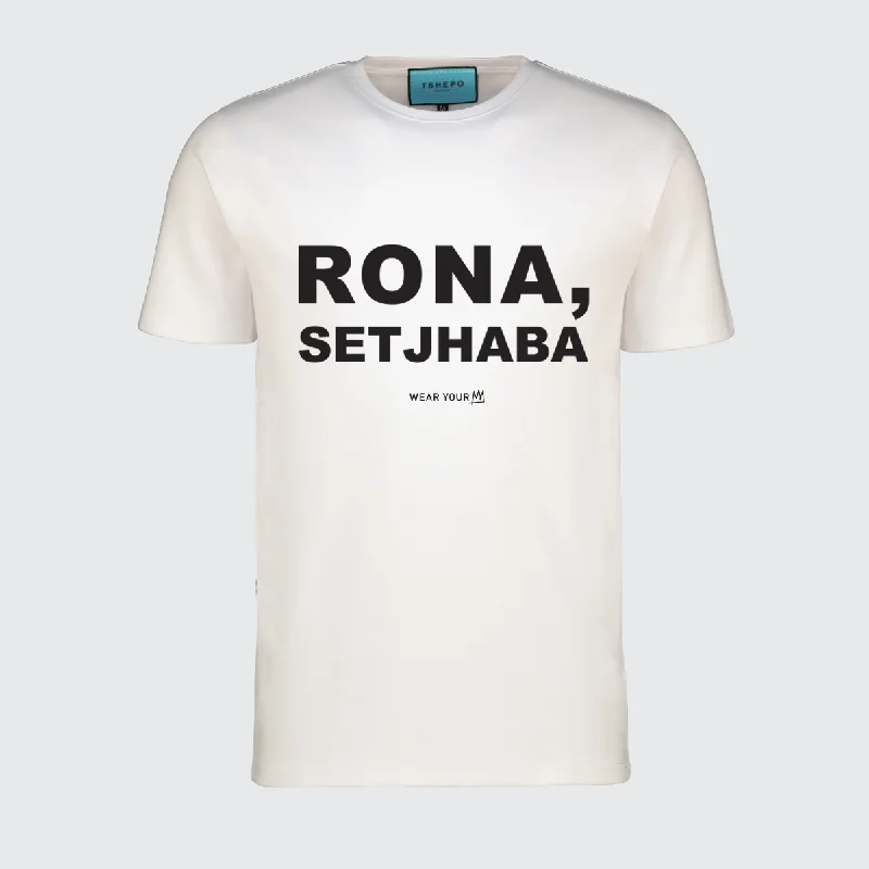 eco cotton t-shirts -TSHEPO, RONA,  SETJHABA T-SHIRT, WHITE