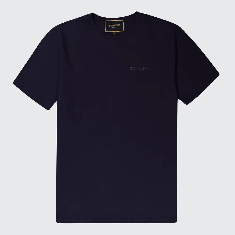 floral plain t-shirts -TSHEPO WORDMARK T-SHIRT, NAVY