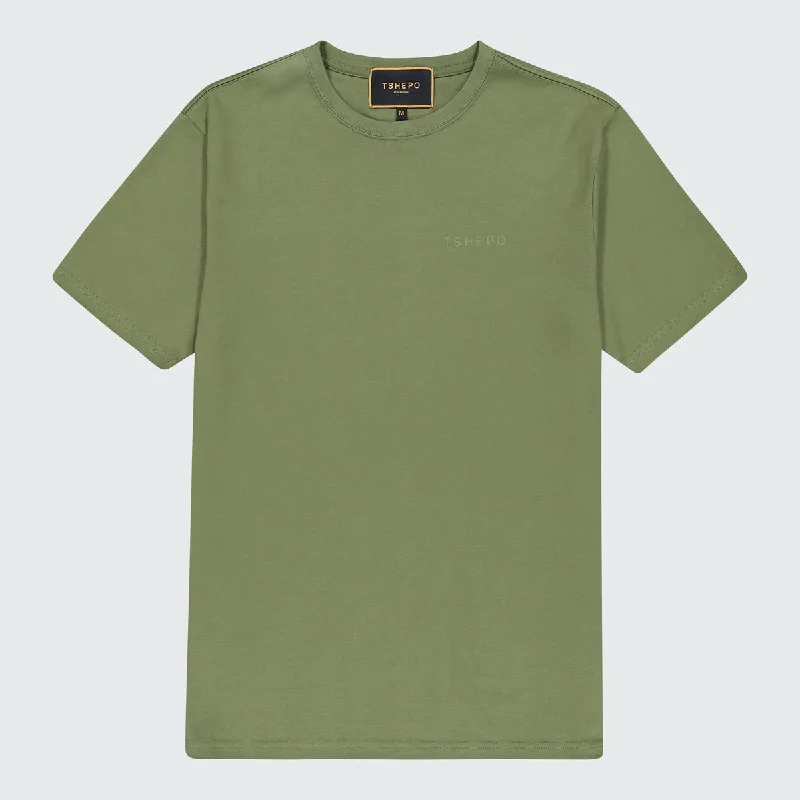 black workout t-shirts -TSHEPO WORDMARK T-SHIRT, OLIVE