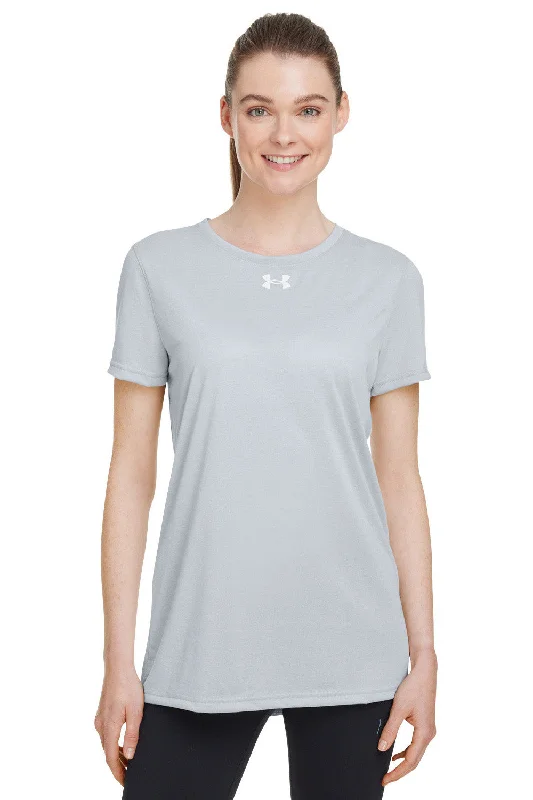 black eco t-shirts -Under Armour Womens Team Tech Moisture Wicking Short Sleeve Crewneck T-Shirt - Heather Light Mod Grey