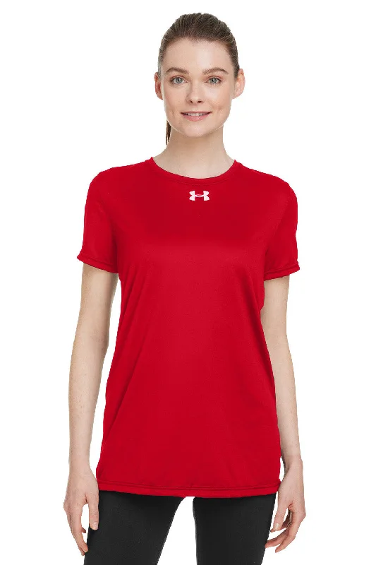 tie-dye festival t-shirts -Under Armour Womens Team Tech Moisture Wicking Short Sleeve Crewneck T-Shirt - Red