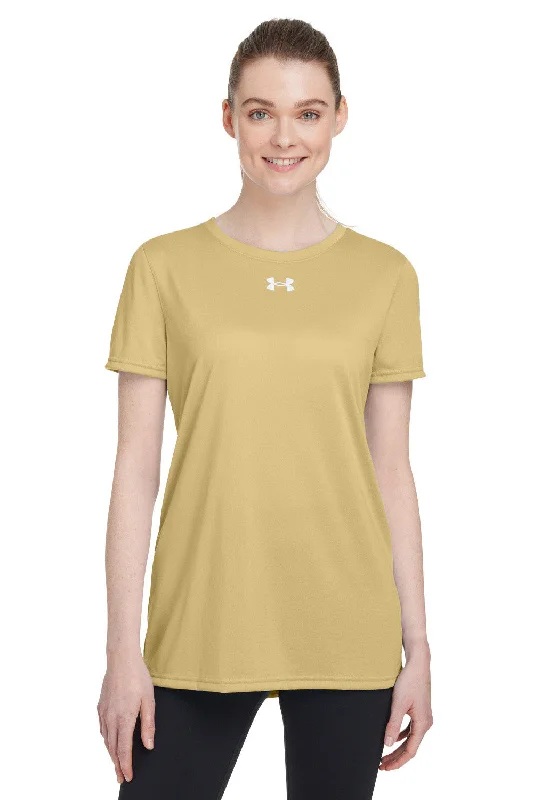 casual festival t-shirts -Under Armour Womens Team Tech Moisture Wicking Short Sleeve Crewneck T-Shirt - Vegas Gold