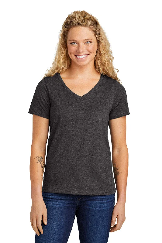 black graphic t-shirts -Volunteer Knitwear Womens USA Made Daily Short Sleeve V-Neck T-Shirt - Heather Dark Grey