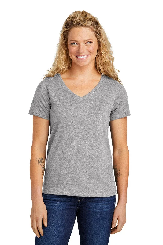 eco cotton t-shirts -Volunteer Knitwear Womens USA Made Daily Short Sleeve V-Neck T-Shirt - Heather Grey