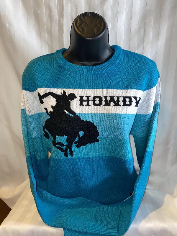 pullover sweater bold colors -Jacket for long trench coats -Blue Howdy Sweater Blue