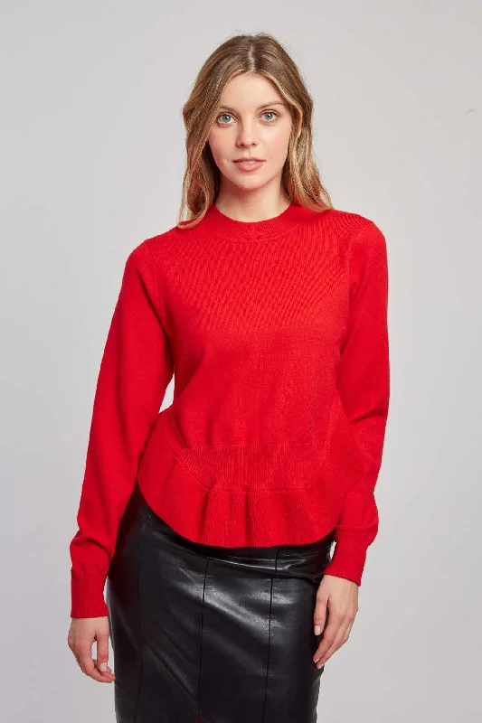 pullover sweater modern -Jacket for cozy winter days -Carline Sweater Rouge Red