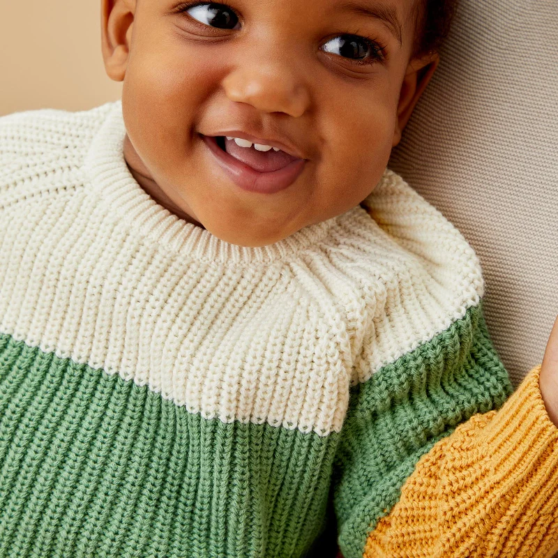 pullover sweater weekend wear -Jacket for weekend style inspiration -Colorblock Stripe Knitted Sweater