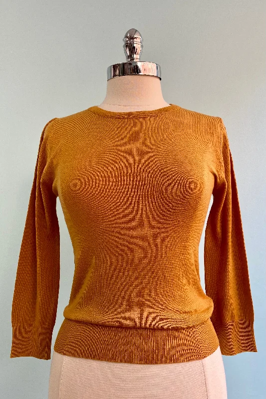 pullover sweater pearl accents -Cardigan for a polished look -Bronze Knit Pullover Sweater